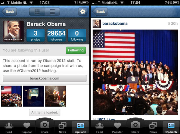 Obama op Instagram