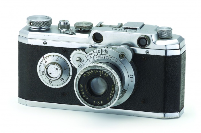 Deze Kwanon uit 1934 is het eerste prototype voor een Japanse kleinbeeldcamera.