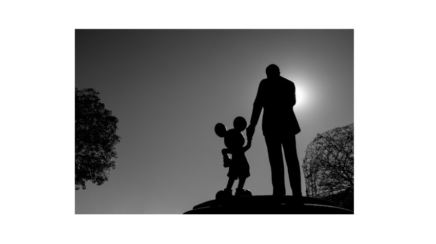 Kleurrijk Disneyland in zwart wit